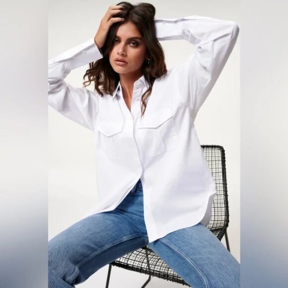 Good American The Good Shirt in White - Picture 1 of 10